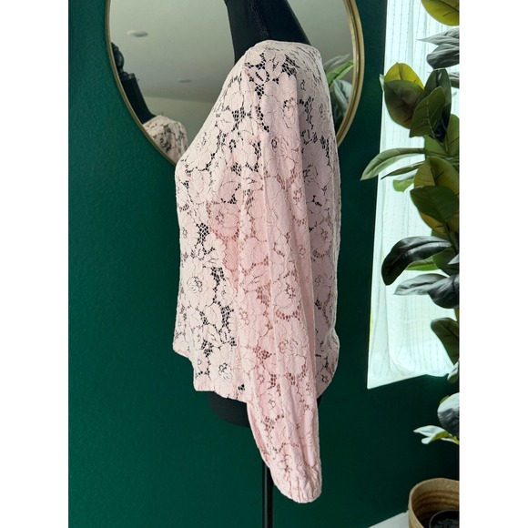 Banana Republic Sheer Lace Blouse Size M Blush Pink Romantic Victorian Feminine - Picture 3 of 8